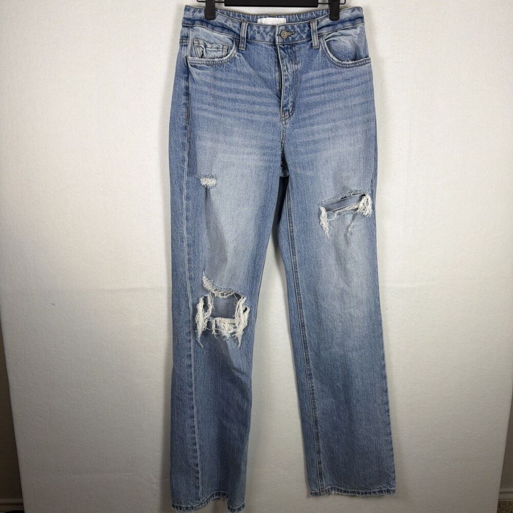 Vervet Womens Size 27 Blue Distressed High Rise Straight Leg Denim Jeans Pants